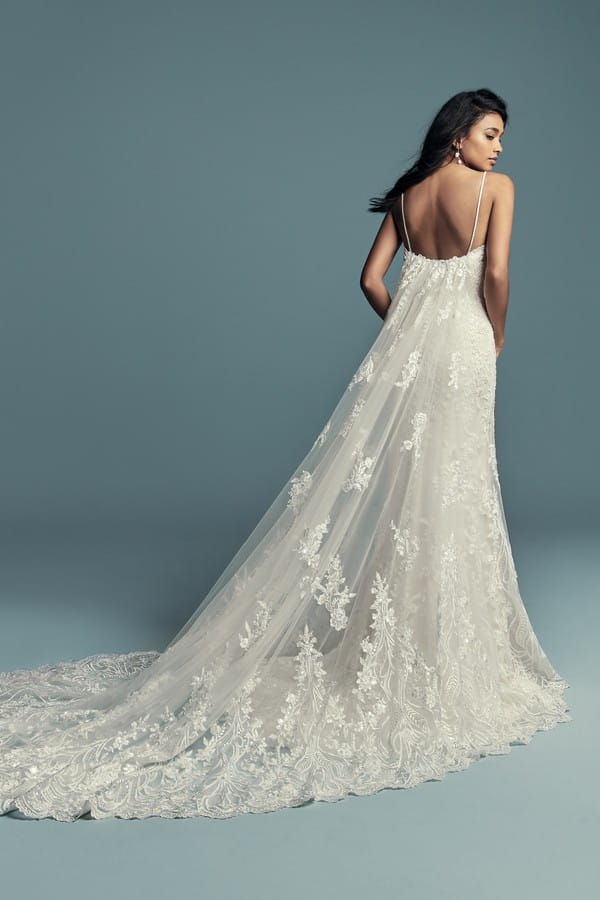 Back of Gwendolyn Wedding Dress with Train from the Maggie Sottero Lucienne Fall 2018 Bridal Collection