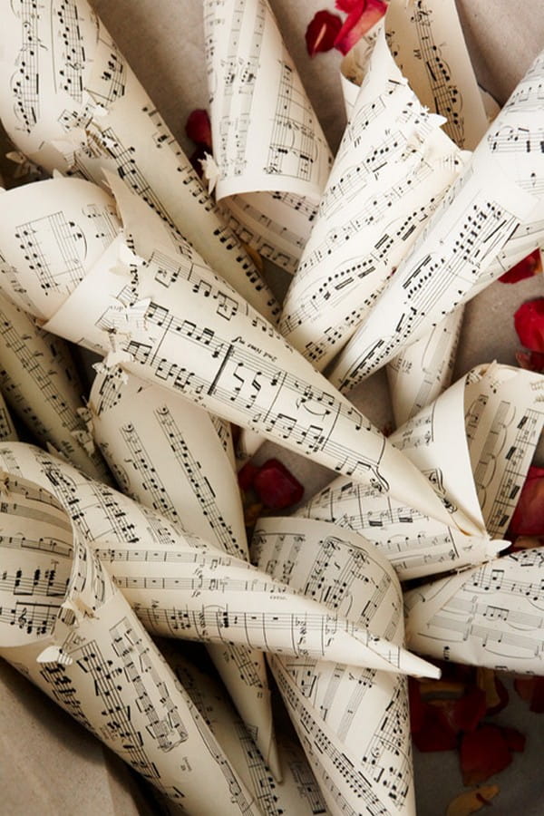 Sheet Music Confetti Cones
