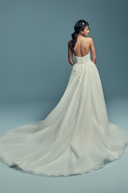 Back of Stephanie Wedding Dress with Train from the Maggie Sottero Lucienne Fall 2018 Bridal Collection