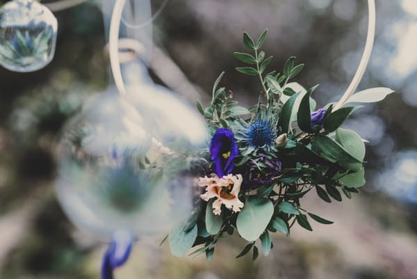 Foliage and flowers on hanging ring