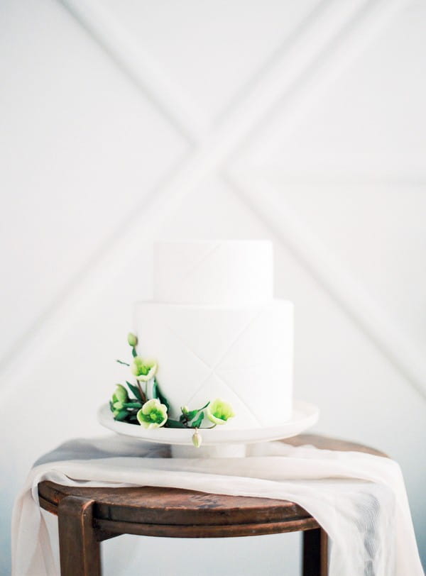 White wedding cake with blind embossing