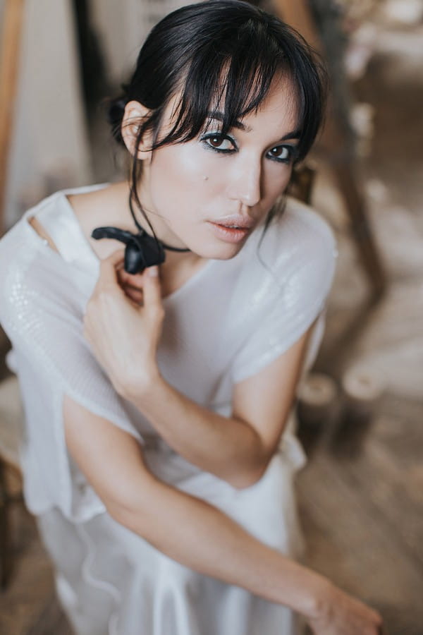 Bride with dark hair and make-up