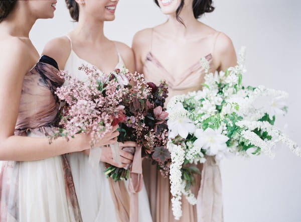 Blush, mauve and white bridal bouquets