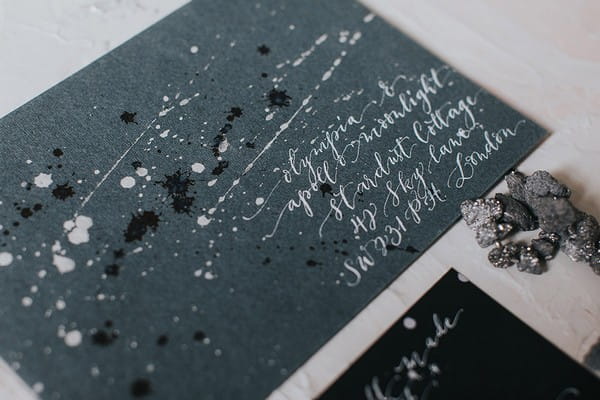 Grey celestial themed envelope for wedding invitation