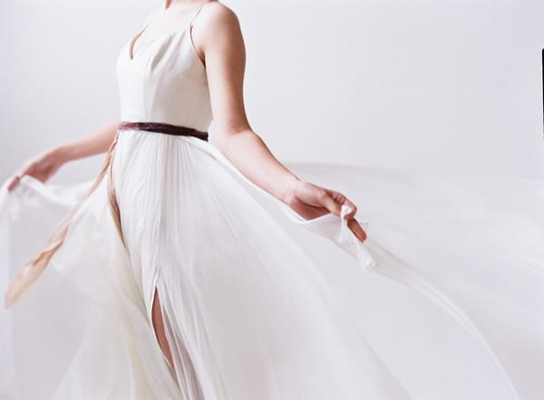 Flowing white wedding dress