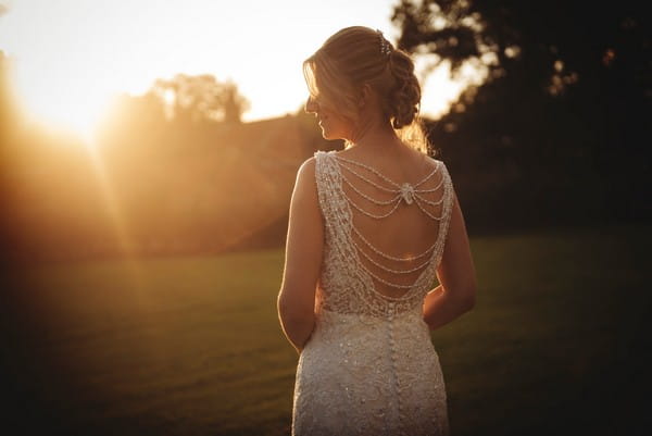 Beaded detail on back of bride's wedding dress - Picture by Bethany Lloyd-Clarke Photography
