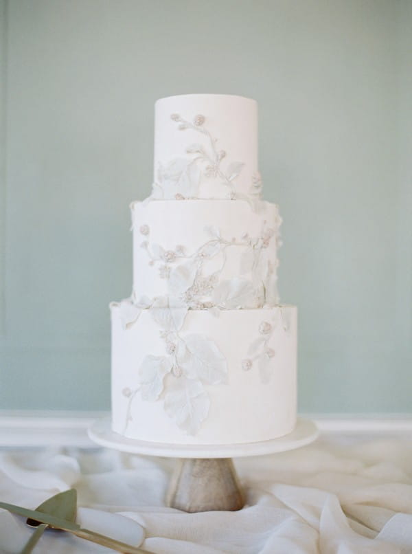 Wedding cake with elegant leaf detail