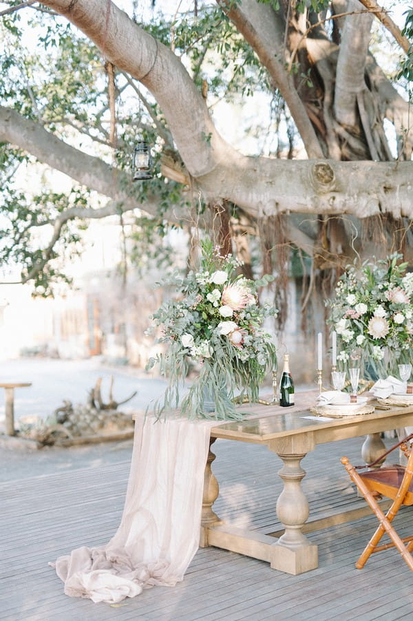 Small wedding table in South African bush