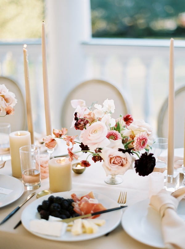 Pink wedding table flowers