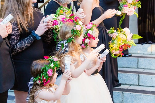 Flower girls with streamer pops