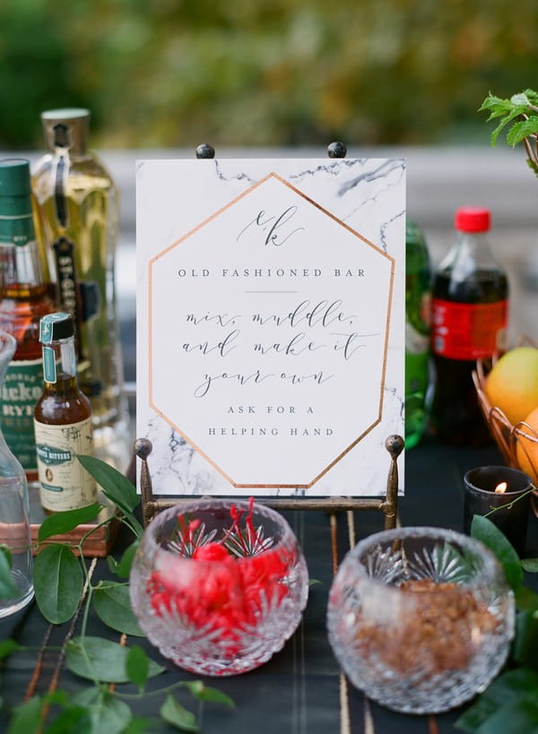 Make your own cocktail sign and ingredients