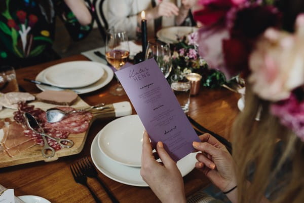 Foodie hen party menu