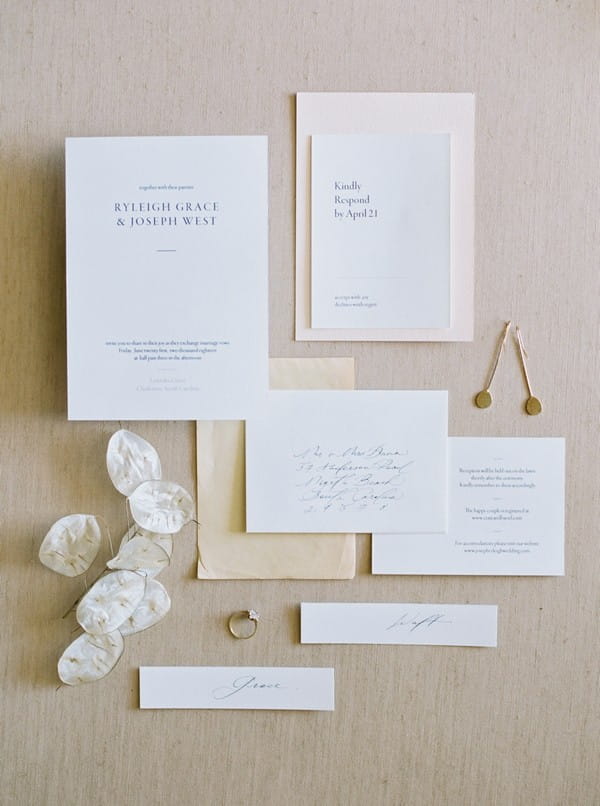 Simple, elegant wedding stationery