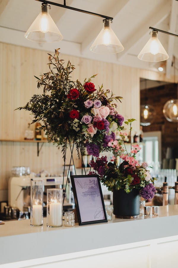 Floral display on bar