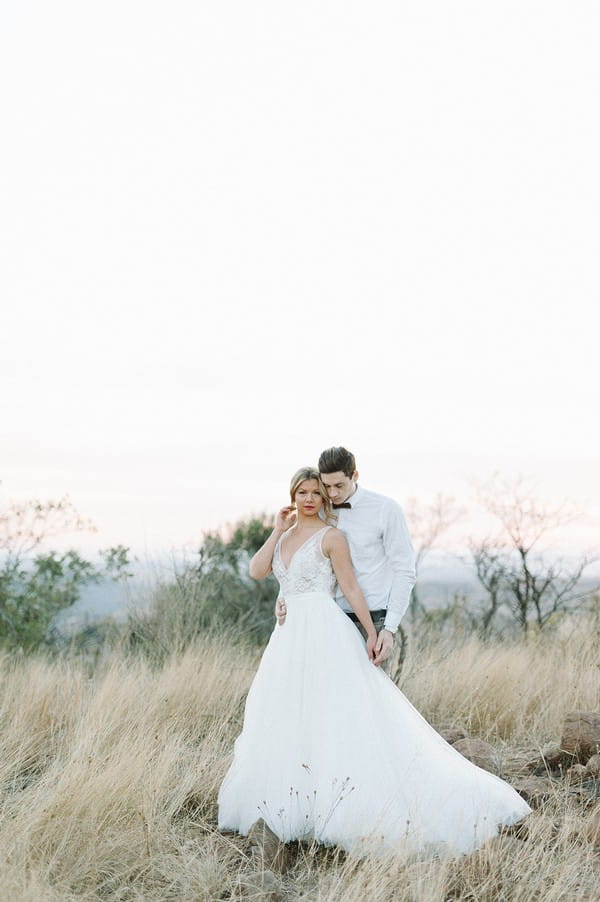 Bride and groom in South African bush
