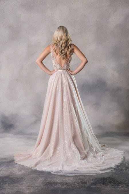 Back of Brigitte Top with Maxine Skirt from the Anna Georgina Couture Pandora 2019 Bridal Collection