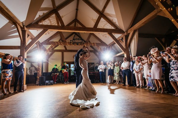 Wedding first dance at Sandhole Oak Barn