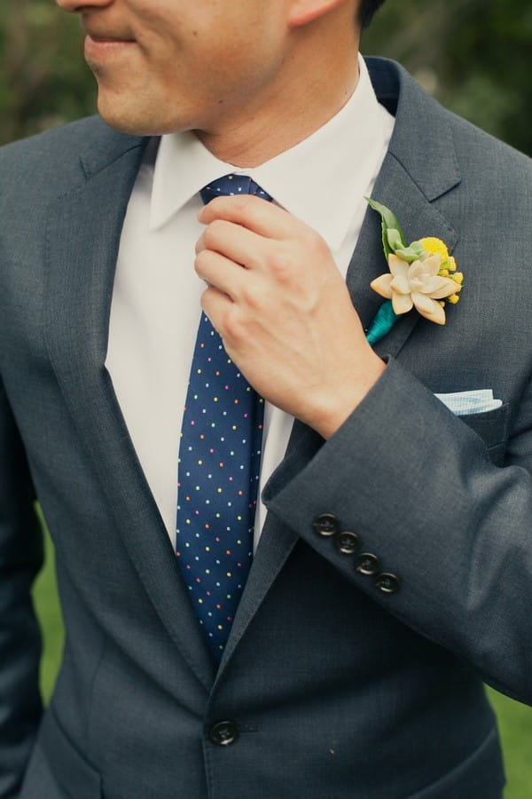 Succulent Buttonhole on Grooms Suit