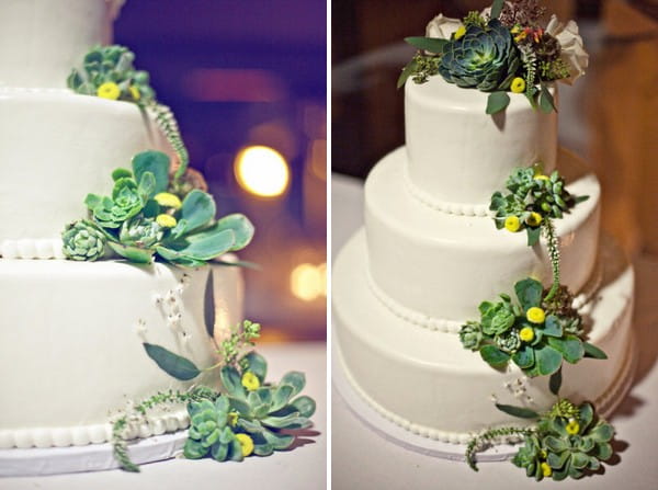 Wedding Cake Decorated with Succulents