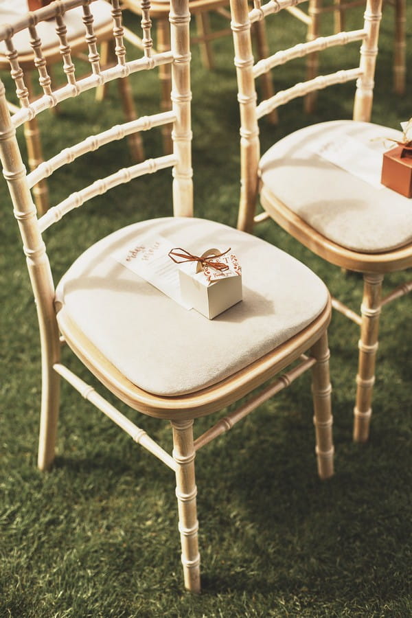 Favour box on wedding chair
