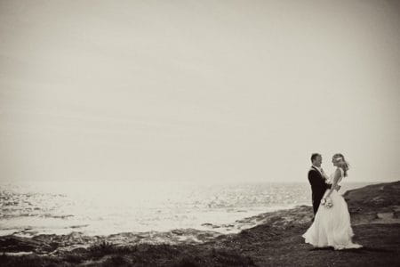 Bride and groom by the sea - Picture by Marianne Taylor Photography