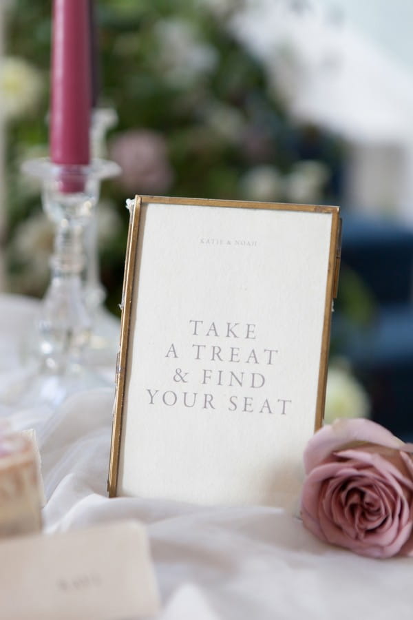 Take your seat wedding sign