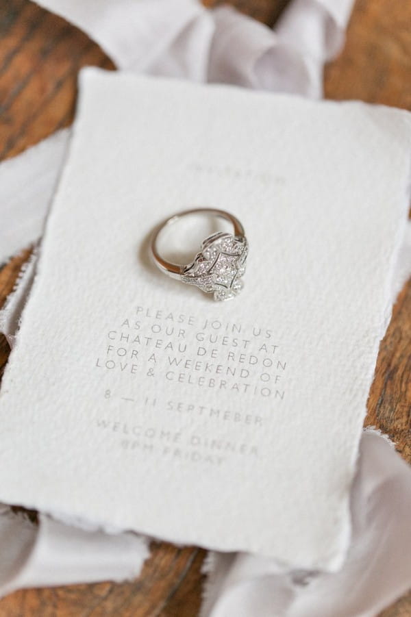 Wedding ring on invitation