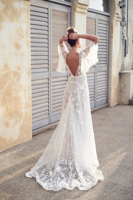 Back of Amelie Wedding Dress with Draped Sleeves from the Anna Campbell Wanderlust 2019 Bridal Collection