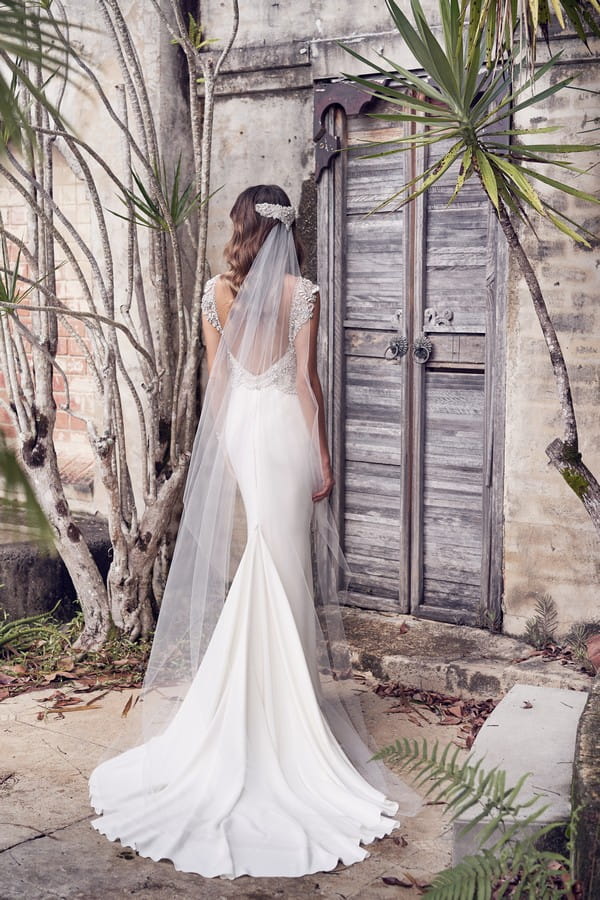 Back of Aria Wedding Dress with Crepe de Chine Skirt from the Anna Campbell Wanderlust 2019 Bridal Collection