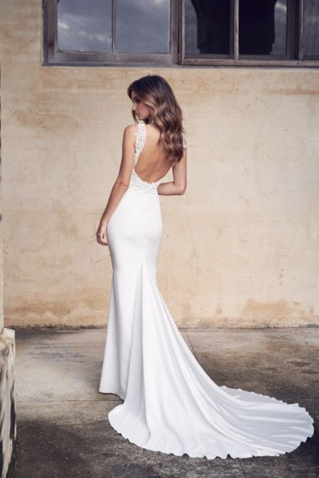 Back of Jamie Wedding Dress with Crepe de Chine Skirt from the Anna Campbell Wanderlust 2019 Bridal Collection