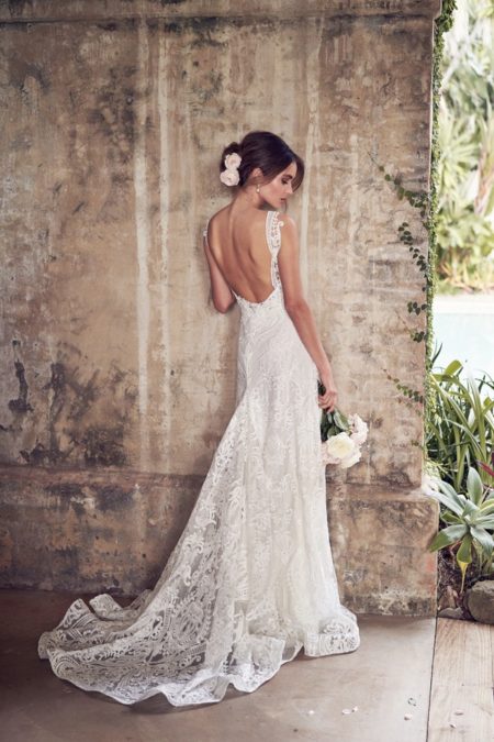 Back of Jamie Wedding Dress with Empress Lace Skirt from the Anna Campbell Wanderlust 2019 Bridal Collection