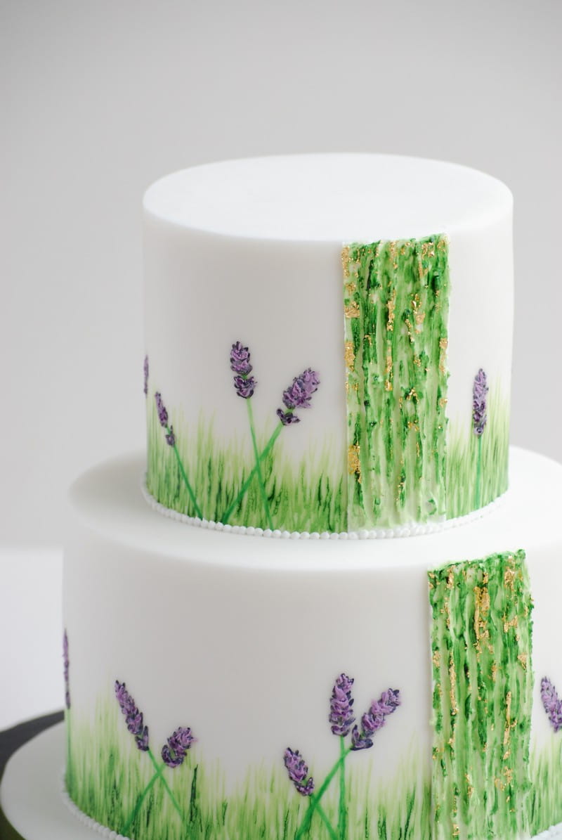 Lavender and Cool Grass Two Tier Cake