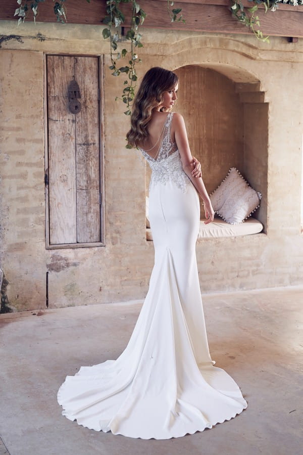 Back of Paige Wedding Dress with Crepe de Chine Skirt from the Anna Campbell Wanderlust 2019 Bridal Collection
