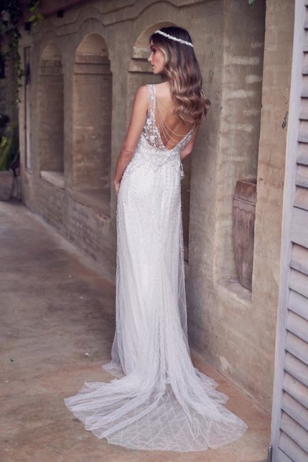 Back of Paige Wedding Dress with Embellished Skirt from the Anna Campbell Wanderlust 2019 Bridal Collection