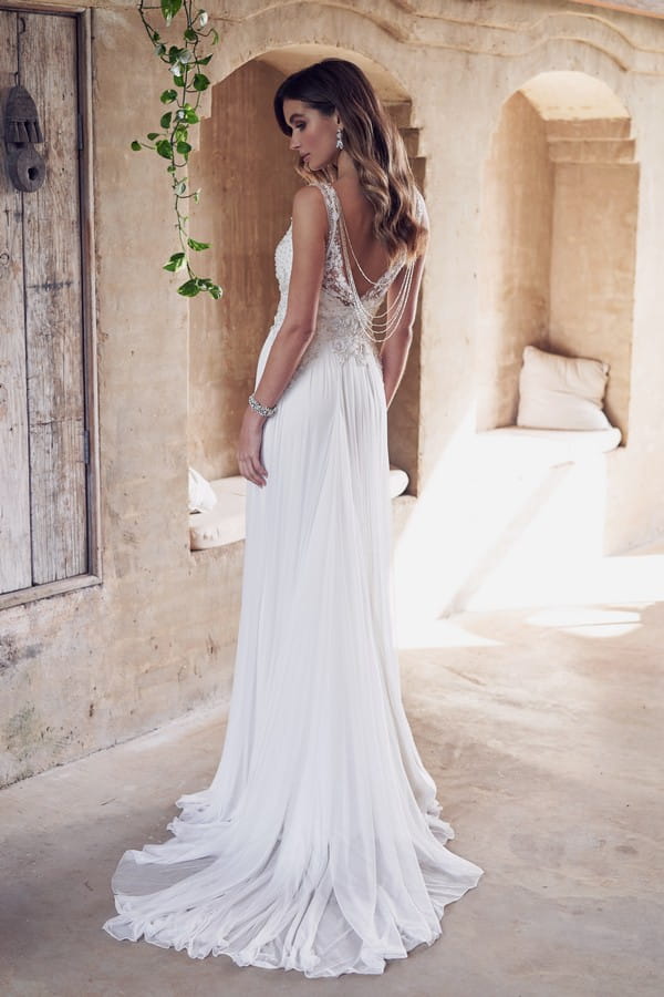 Back of Paige Wedding Dress with Silk Tulle Skirt from the Anna Campbell Wanderlust 2019 Bridal Collection