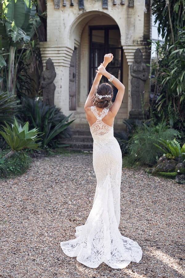 Back of Winter Wedding Dress with Trumpet Skirt from the Anna Campbell Wanderlust 2019 Bridal Collection