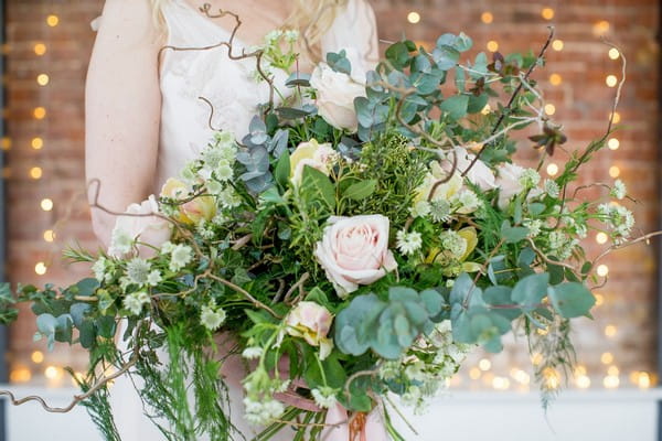 Oversized foliage wedding bouquet