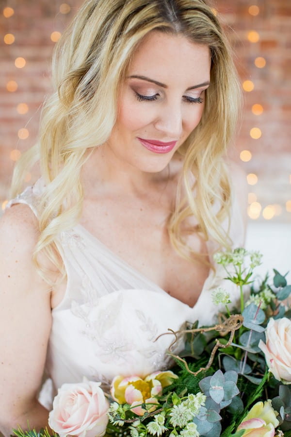 Bride wearing copper eyeshadow