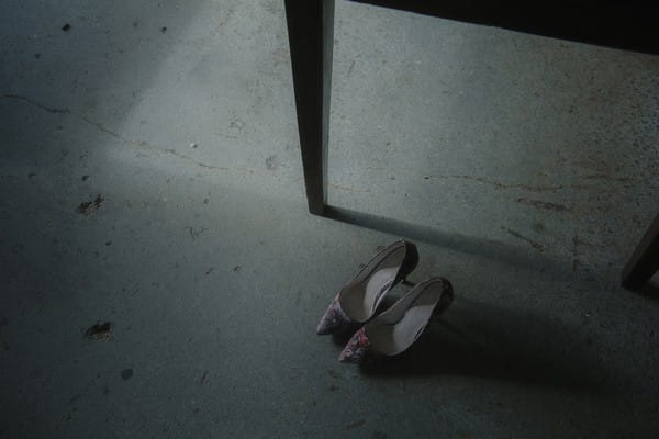 Bridal shoes on warehouse floor