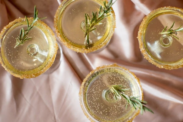 Drinks with sprigs of rosemary