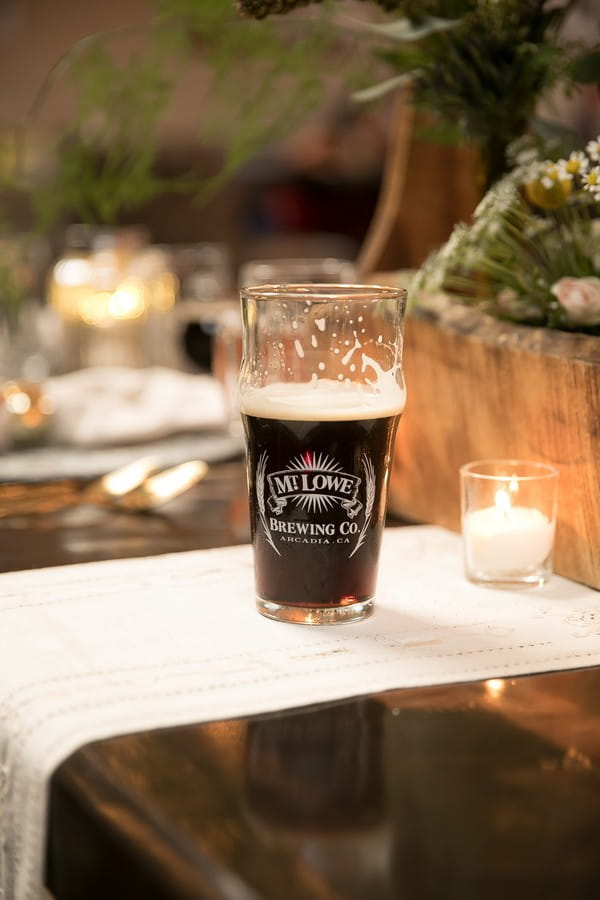 Glass of beer on wedding table