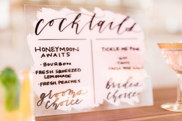 Wedding cocktail menu