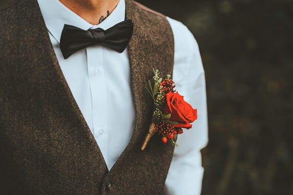 Groom's red rose buttonhole