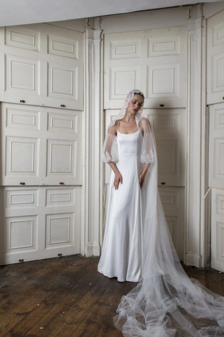 Finsbury Dress with Marylebone Sleeves and Veil from the Halfpenny London The Air That We Breathe 2019 Bridal Collection