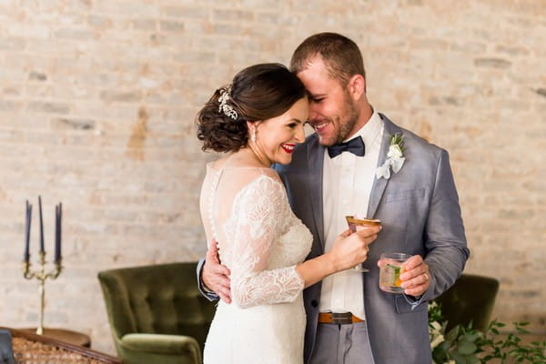 Bride and groom having cocktails at East Crossing