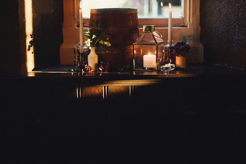 Items on window ledge to create hygge wedding styling