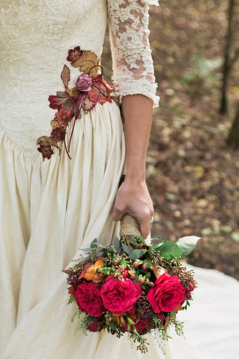 Bride's red wedding bouquet