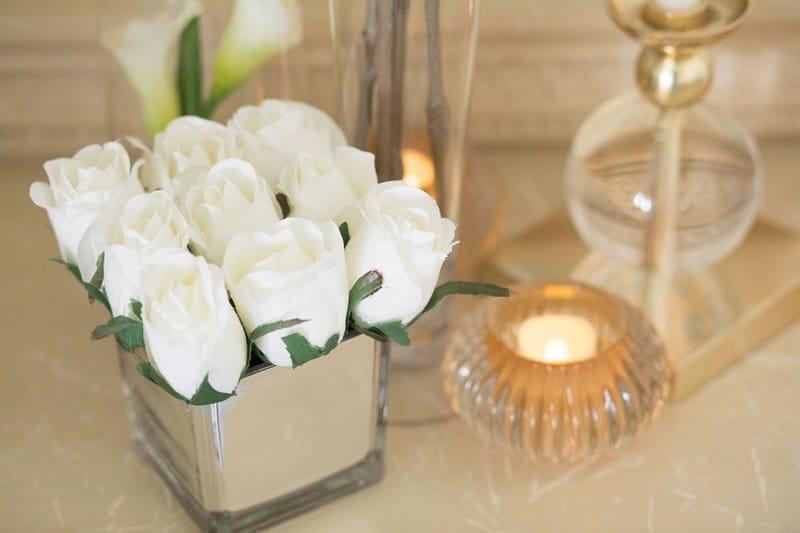 Small bx vase of white roses