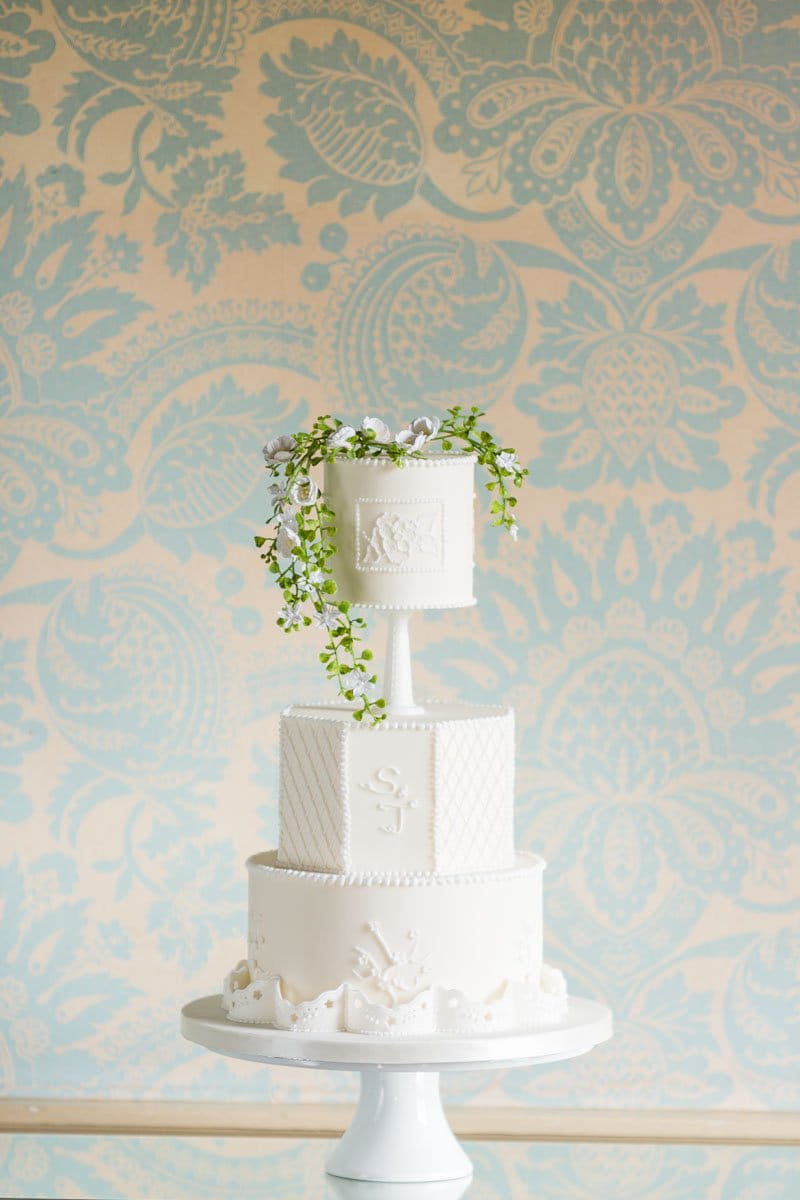 White vintage style wedding cake