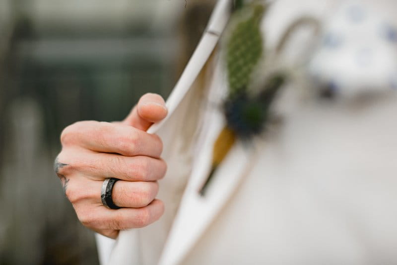 Wedding ring on groom's finger